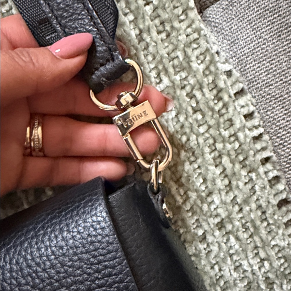 Prune Black Pebbled Crossbody Bag with Logo Strap - Picture 3 of 9